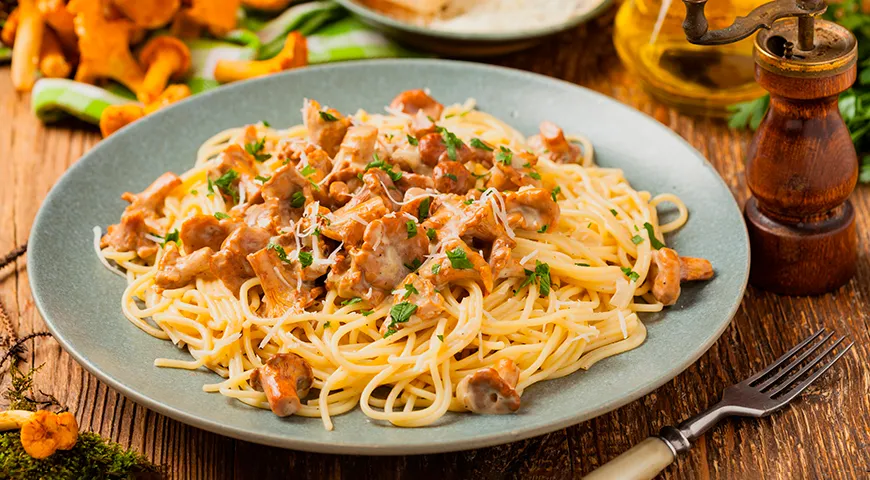 Spaghetti med kantareller